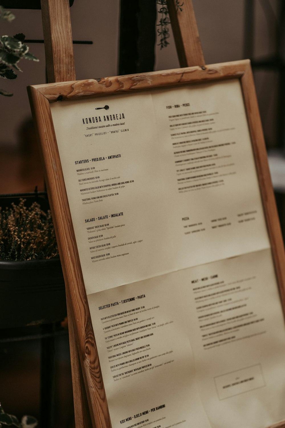 A menu being checked line by line